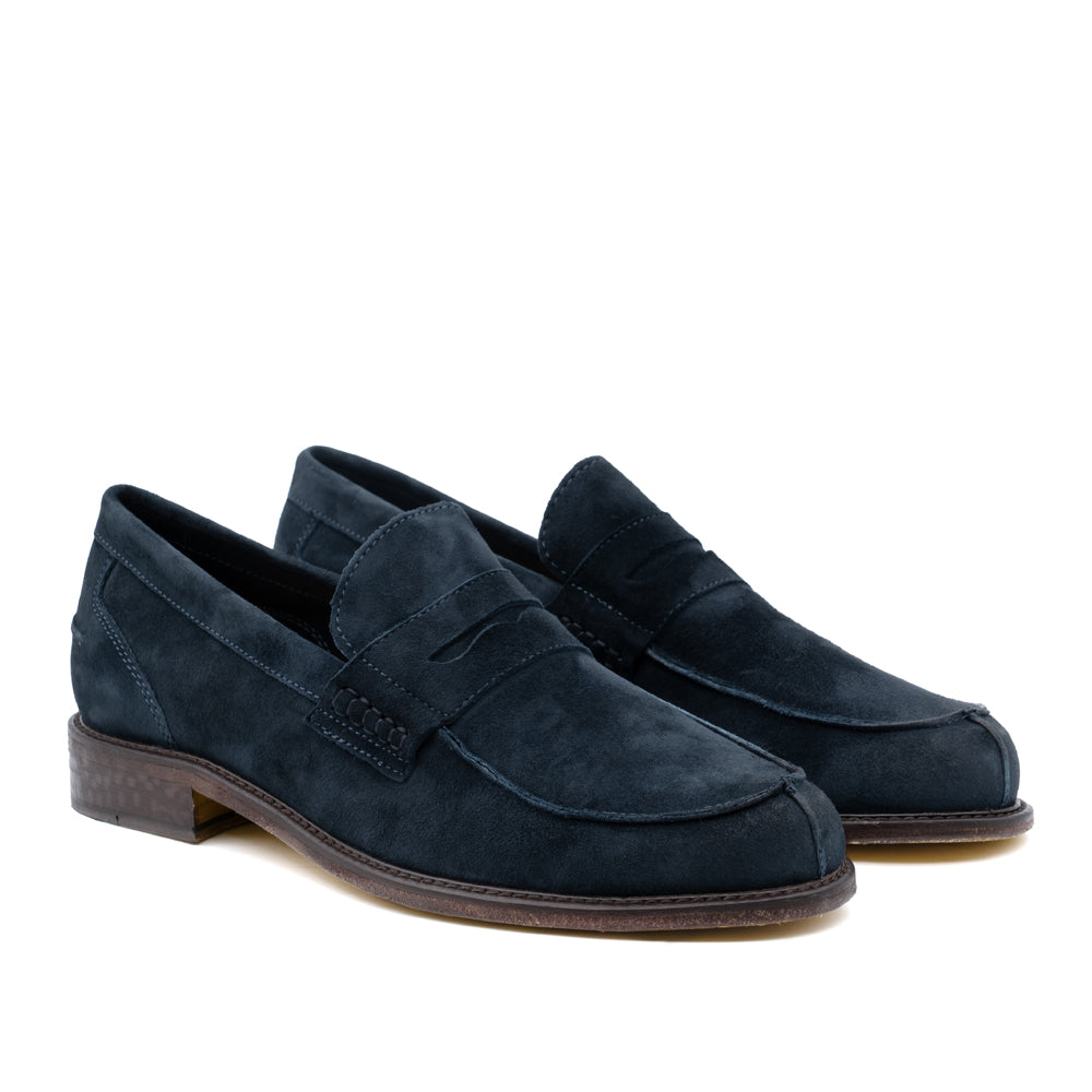 Mocassino Antica Cuoieria Amalfi Ingrassato Uomo - Blu